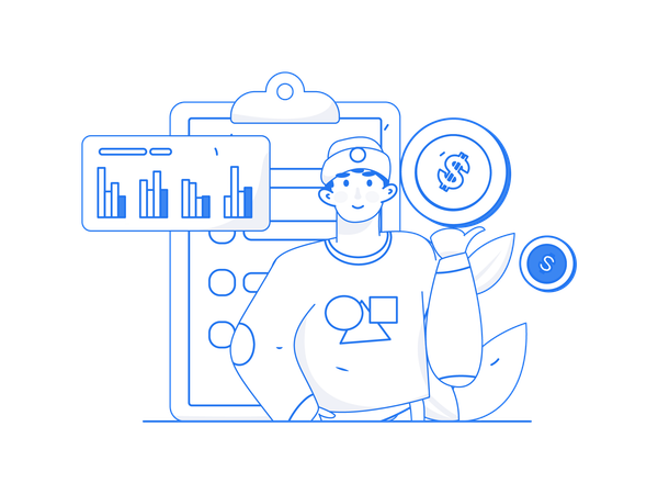 Man doing finance analysis  Illustration