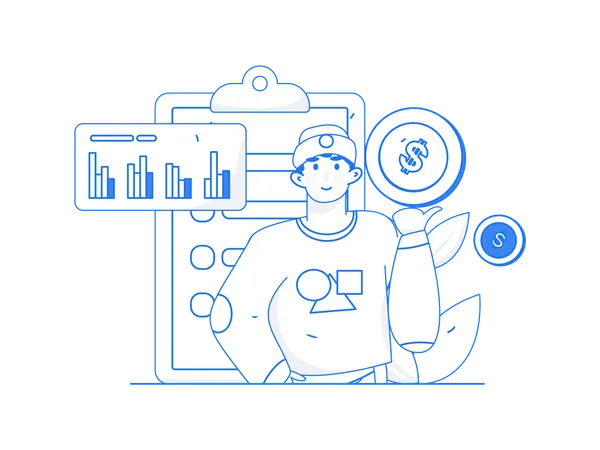 Man doing finance analysis  Illustration