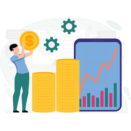 Man doing finance analysis  Illustration