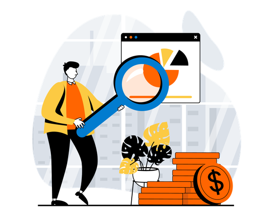 Man doing finance analysis  Illustration