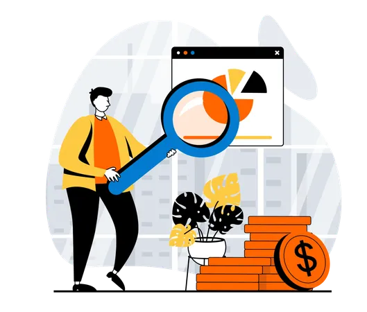 Man doing finance analysis  Illustration