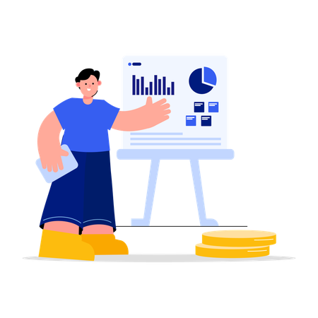 Man doing finance analysis report  Illustration