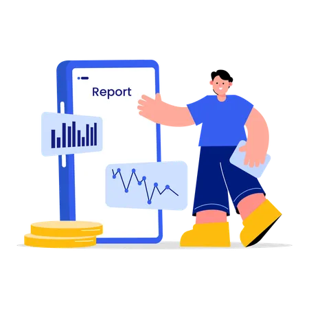 Man doing finance online report  Illustration