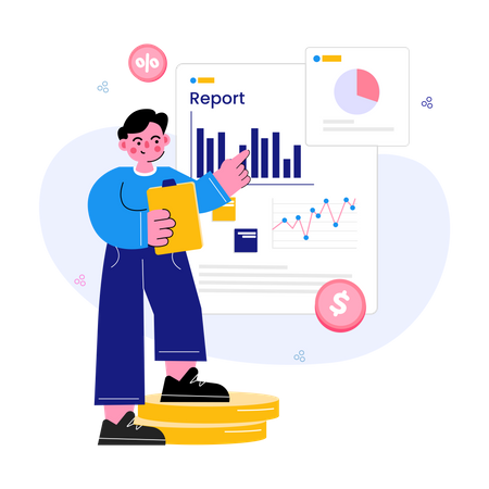 Man doing Finance Planning  Illustration