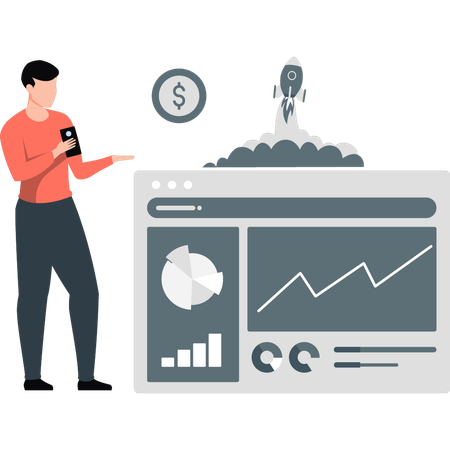 Man doing financial analysis  Illustration