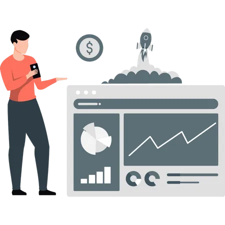 Man doing financial analysis  Illustration