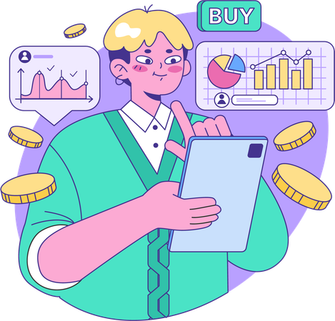 Man doing financial analysis  Illustration