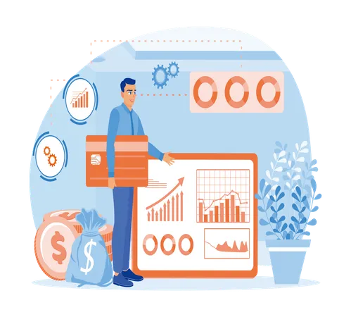 Man doing financial analysis  Illustration