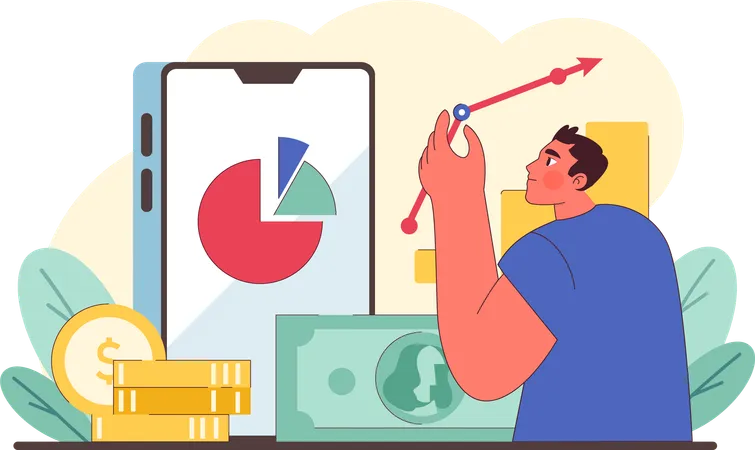 Man doing financial analysis  Illustration