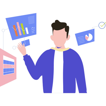 Man doing financial analysis  Illustration