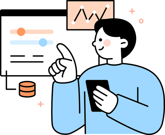 Man doing financial analysis  Illustration