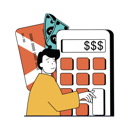 Man doing financial calculation  Illustration