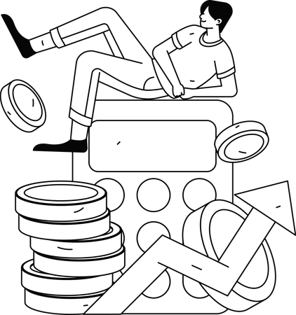 Man doing financial calculations  Illustration