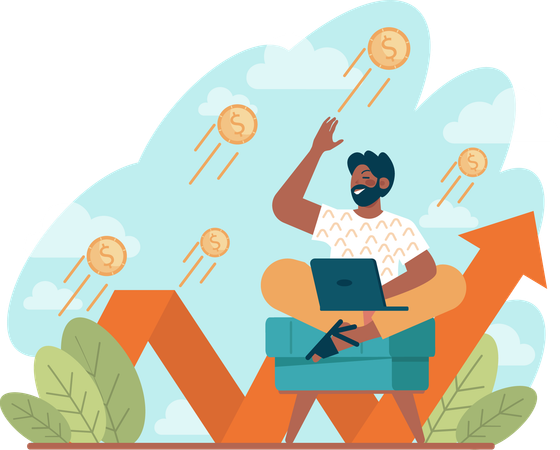 Man doing financial growth  Illustration