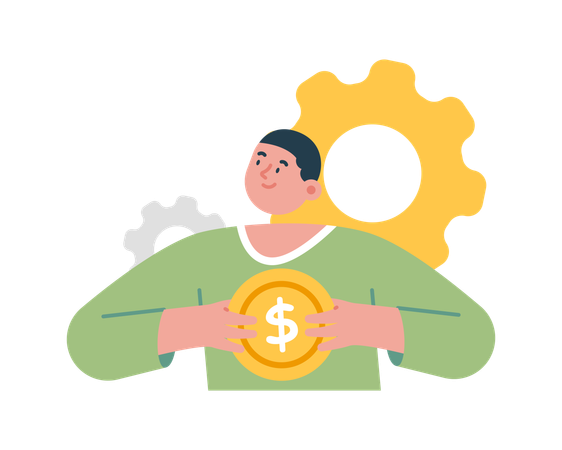 Man doing financial management  Illustration