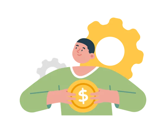 Man doing financial management  Illustration