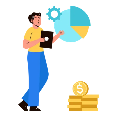 Man doing financial management  Illustration