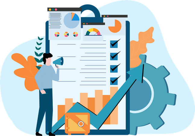 Man doing financial management  Illustration