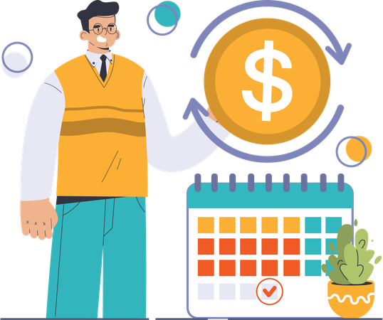 Man doing financial plan  Illustration