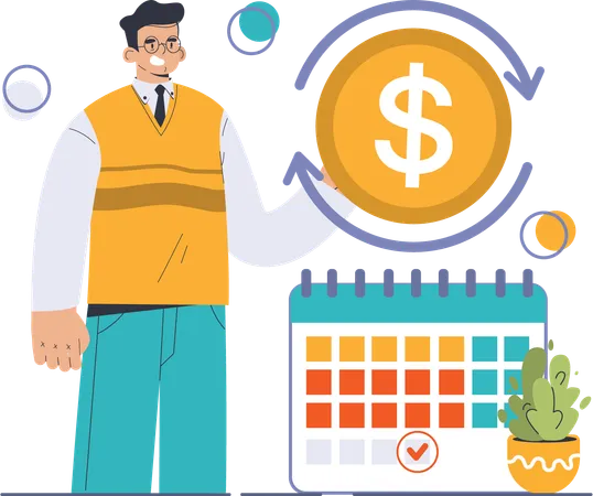 Man doing financial plan  Illustration