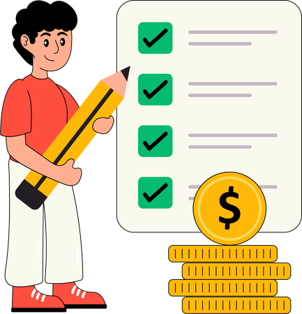 Man doing Financial Planning  Illustration