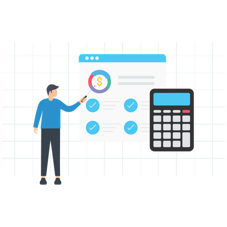 Man Doing Financial Planning  Illustration