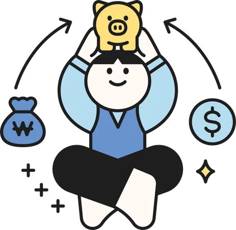 Man doing financial saving  Illustration