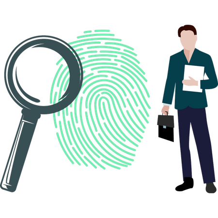 Man doing fingerprint research  Illustration