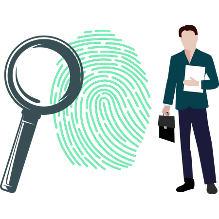 Man doing fingerprint research  Illustration