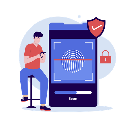 Man doing Fingerprint verification  Illustration