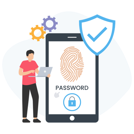 Man Doing Fingerprint Verification  Illustration