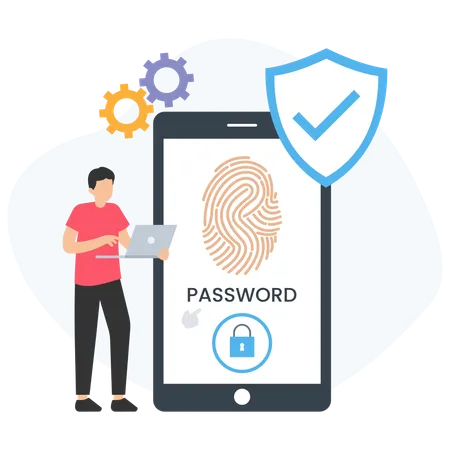 Man Doing Fingerprint Verification  Illustration