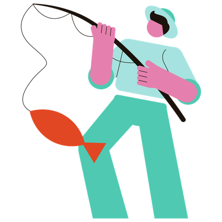 Man doing Fishing  Illustration