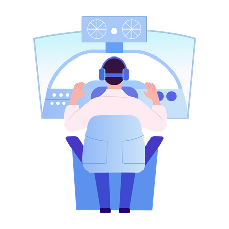 Man doing flight simulation  Illustration