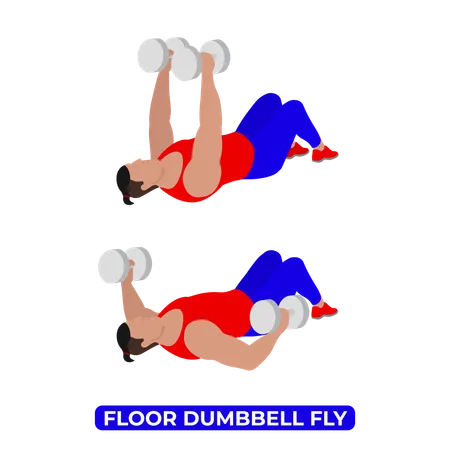 Man Doing Floor Dumbbell Fly Exercise  Illustration