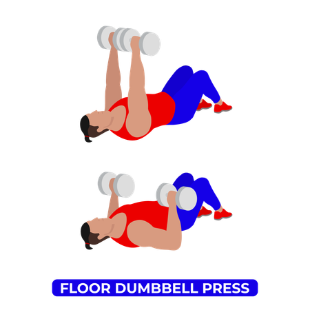 Man Doing Floor Dumbbell Press Exercise  Illustration