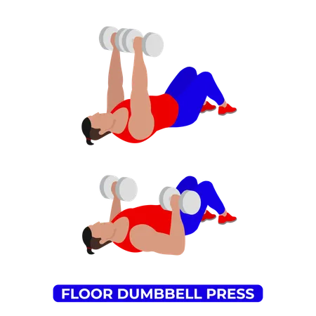 Man Doing Floor Dumbbell Press Exercise  Illustration