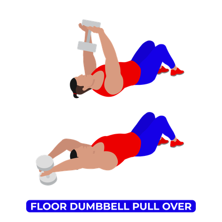 Man Doing Floor Dumbbell Pull Over Exercise  Illustration