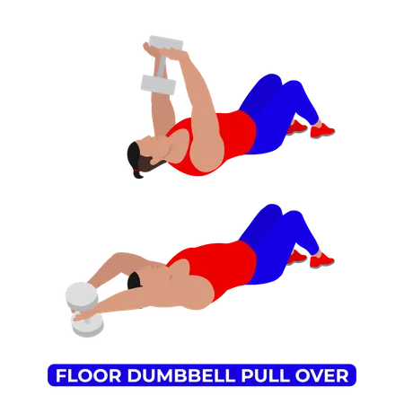 Man Doing Floor Dumbbell Pull Over Exercise  Illustration