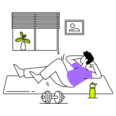 Man doing floor exercise at home  Illustration