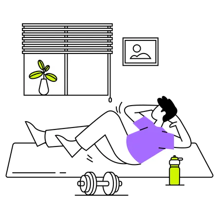 Man doing floor exercise at home  Illustration