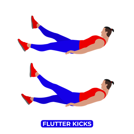 Man Doing Flutter Kicks Exercise  イラスト