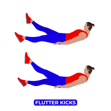Man Doing Flutter Kicks Exercise  イラスト