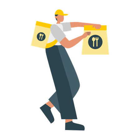 Man doing Food Courier  Illustration