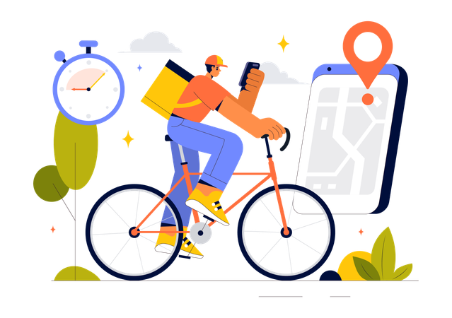 Man doing food delivery on cycle  Illustration