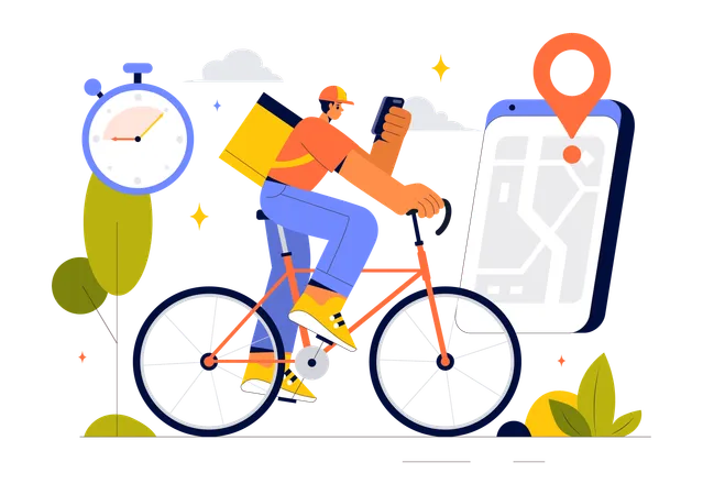 Man doing food delivery on cycle  Illustration