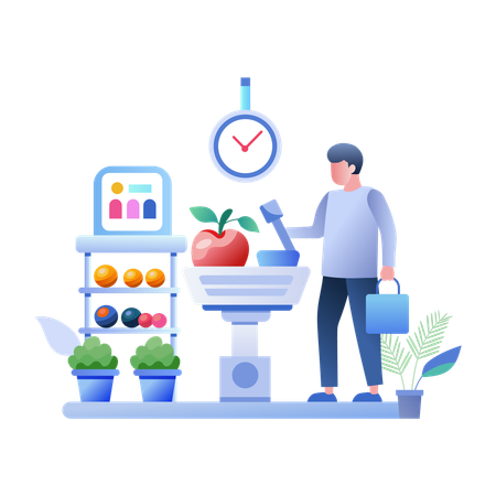 Man doing food shopping in Shopping Time  Illustration