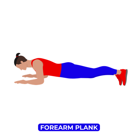 Man Doing Forearm Plank Exercise  イラスト