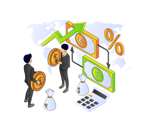 Man doing forex trading  イラスト