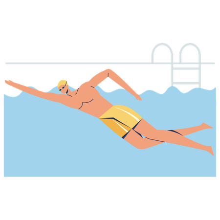 Man doing Freestyle Stroke technique for swimming  Illustration